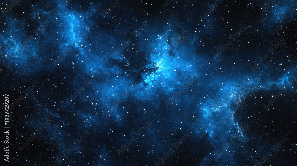 Wall mural creative abstract starry blue galaxy space background featuring 3d cartoon rendering of a nebula in 