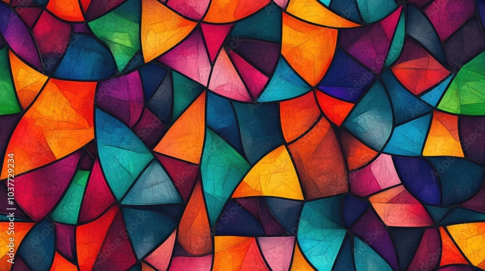 Poster abstract geometric raster background featuring unusual shapes in a modern multicolor seamless patter