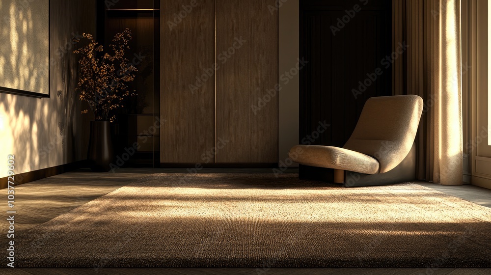 Poster 3d rendering of a room featuring a carpet