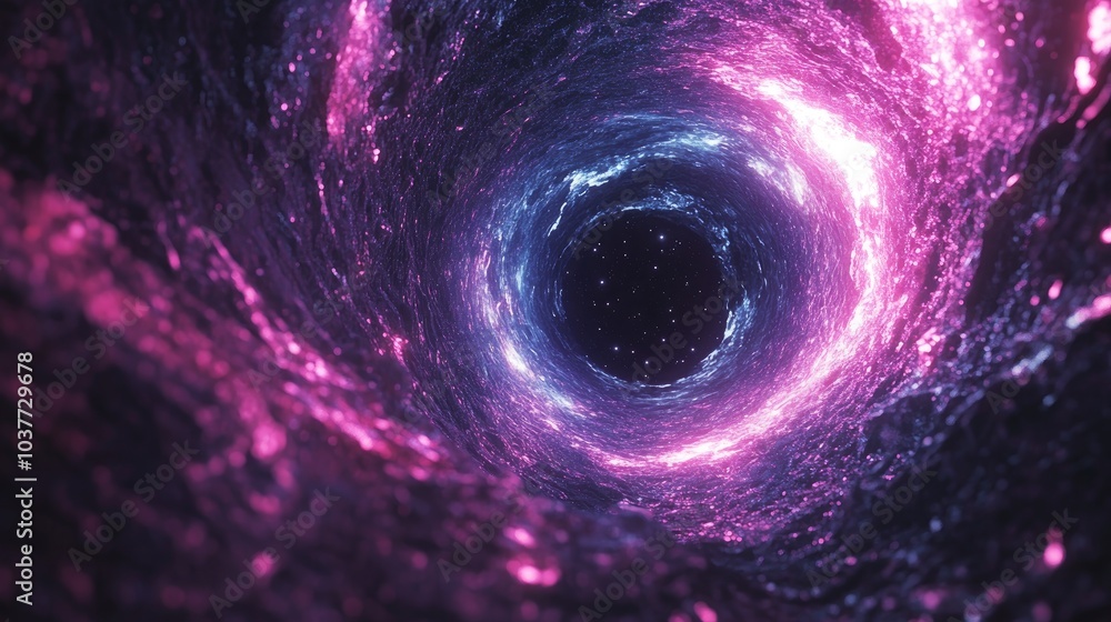 Poster 3d illustration of a cartoon rendering depicting a tunnel or wormhole capable of connecting differen
