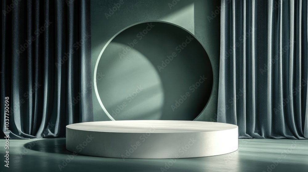 Poster 3d rendering of a podium background mockup for product display blank scene featuring an empty circul