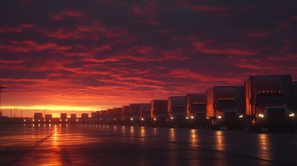 Obraz premium Trucks at Sunset