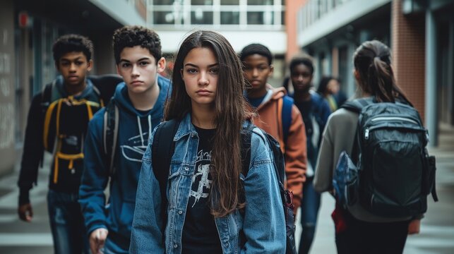 A group of teens dropping out of school, highlighting the role of lack of education in criminal behavior