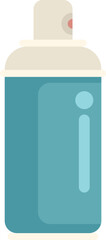Blue spray paint can is depicted in a flat design sitting on a white background