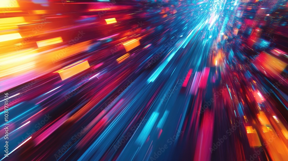 Poster vibrant multicolored abstract background with diagonal motion blur effect