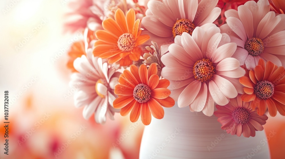 Poster 3d rendering of a close up shot of flowers arranged in a vase