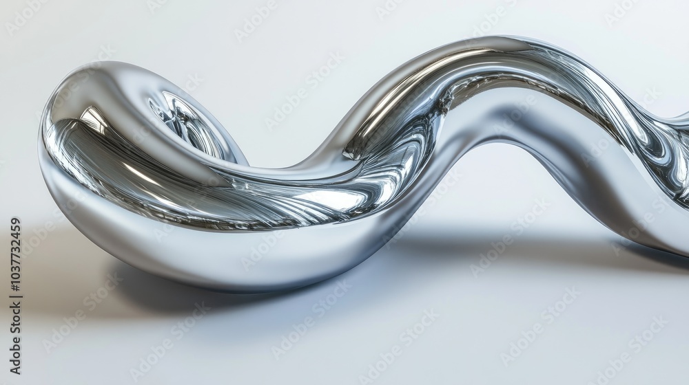 Poster isolated metallic tangled line shape with a futuristic design featuring a bent chrome pipe and a twi