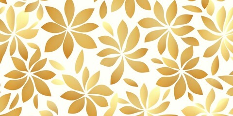 Seamless geometric floral patterns in gold and white background