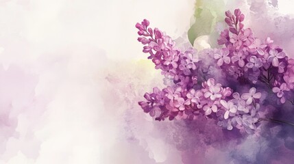 Naklejka premium Beautiful blooming lilac watercolor illustration