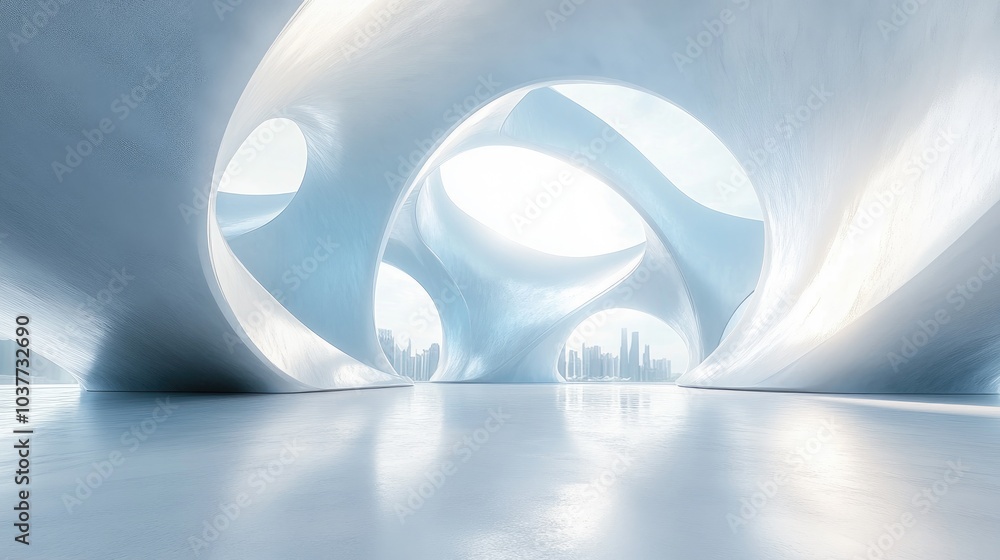 Poster abstract white architectural background with a smooth design featuring a 3d illustration and renderi