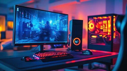 Gaming Setup with RGB Lighting