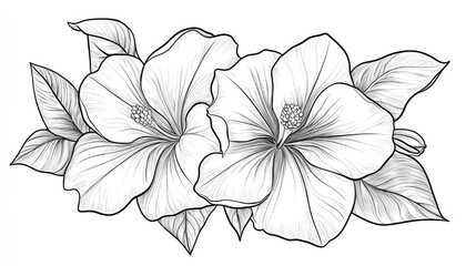 Obraz premium Allamanda flower illustration featuring unique line art design suitable for a print coloring page