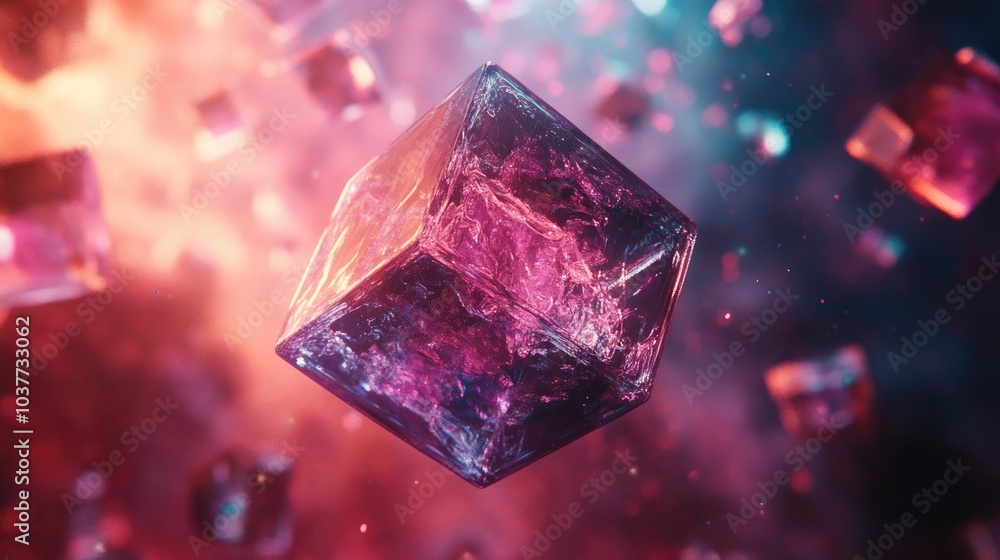 Poster 3d image of a cube against a bright background