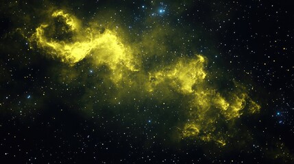 Bright Yellow Nebula Stars and Dark Sky in 3D Cartoon Rendering
