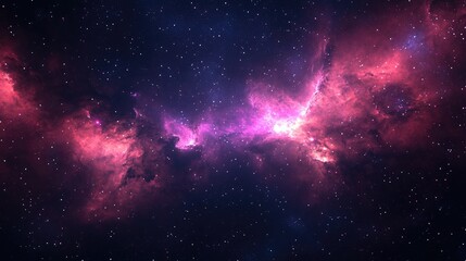 Fototapeta premium Colorful 3D cartoon rendering of a red violet nebula in outer space featuring the horsehead nebula and an unusual nebula in a distant galaxy