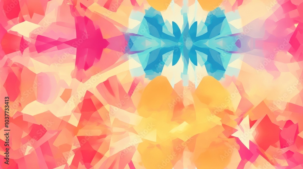 Poster kaleidoscope sequence patterns in an abstract multicolored motion graphics background