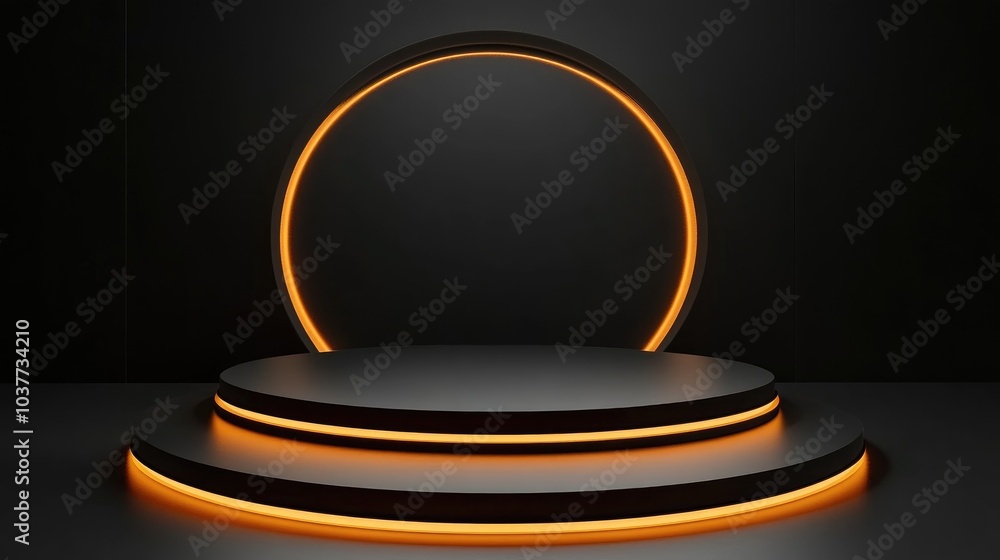 Poster illuminated concentric product display podium without background
