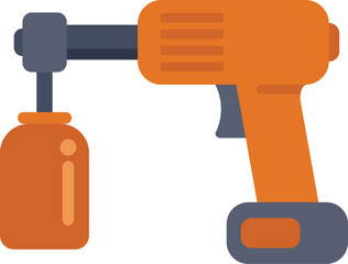 Orange electric caulking gun applying silicone sealant, isolated vector illustration