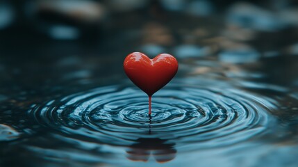 A red heart-shaped arrow is shot into the center of an ink puddle, creating ripples that spread out in all directions. The focus on the target reflects precision and clarity