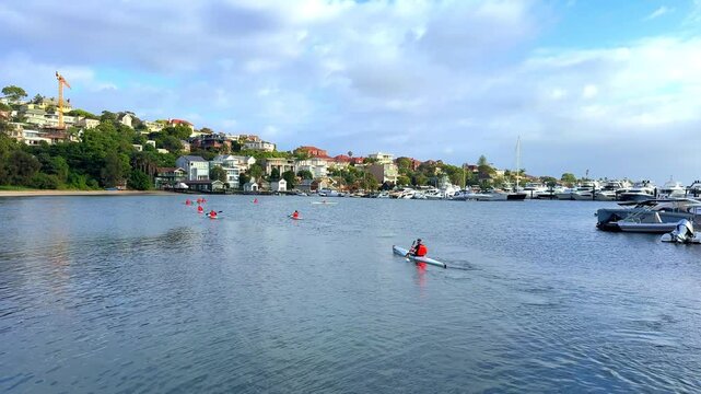 Rose Bay a beautiful affluent and wealthy suburb on Sydney Harbour with small beach and yachts and trees lining the foreshores Sydney NSW Australia