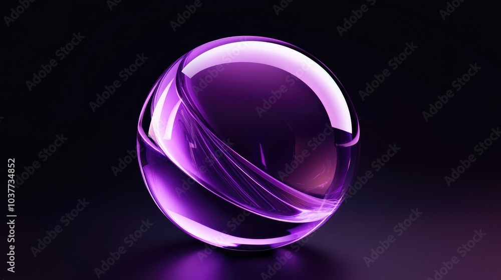 Poster futuristic 3d rendering of a purple abstract sphere with a color gradient featuring a glass like orb