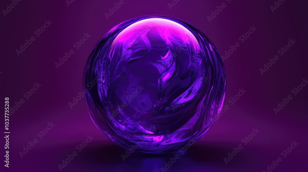 Poster purple fractal circular sphere featuring an imaginative texture digital artwork showcasing 3d render