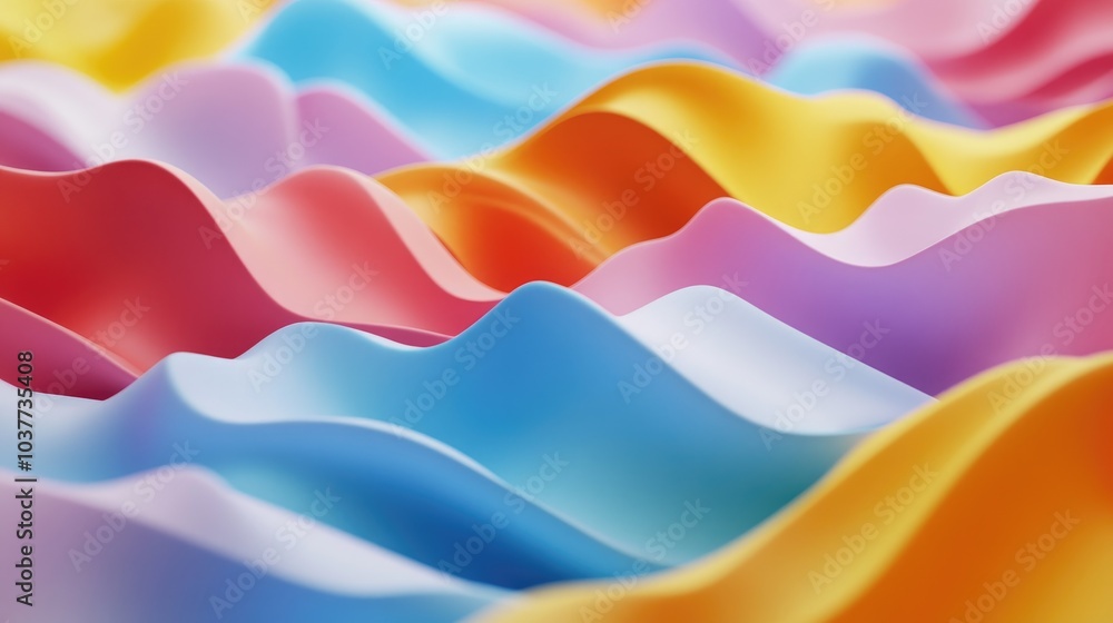 Aufkleber colorful abstract waves in a 3d render creating a vibrant background design suitable for wallpapers 