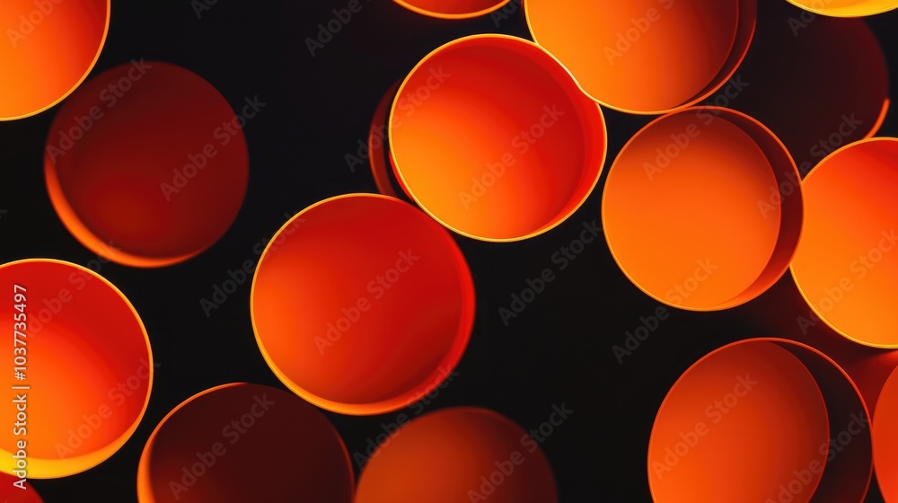 Poster abstract background featuring a collection of large orange circles set against a black backdrop