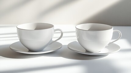 Obraz premium 3D rendering of cups and saucers