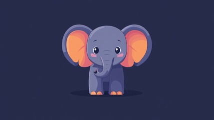 Fototapeta premium Cute flat colored cartoon elephant design