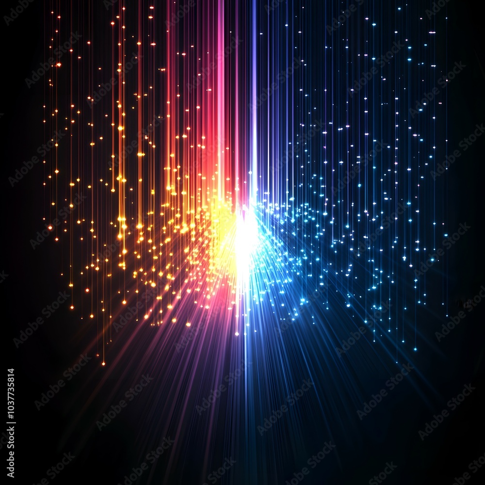 Poster vibrant spectrum of colorful light and sparkling particles