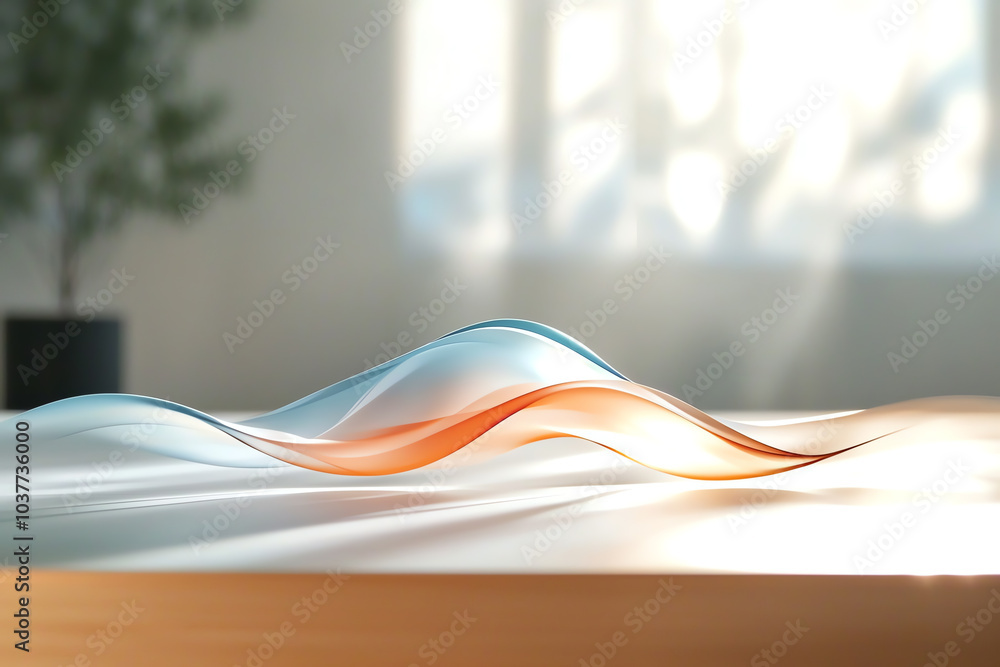 Poster abstract flowing waves of soft colors in a serene environment