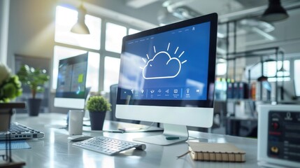 Naklejka premium Cloud Computing Technology in a Modern Office