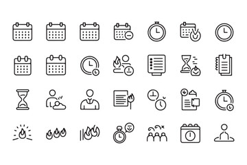 Minimalistic Time Management and Productivity Line Icons Set