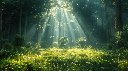 Sunlight Filtering Through Forest Canopy