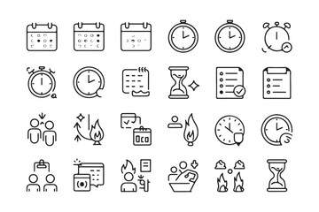 Minimalistic Time Management and Productivity Line Icons Set