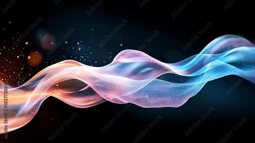 Poster stunning abstract flowing waves with vibrant colors and ethereal light effects for dynamic visual ar