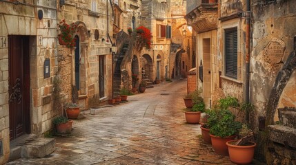 Obraz premium Charming Narrow Street in an Italian Town