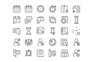 Minimalistic Time Management and Productivity Line Icons Set