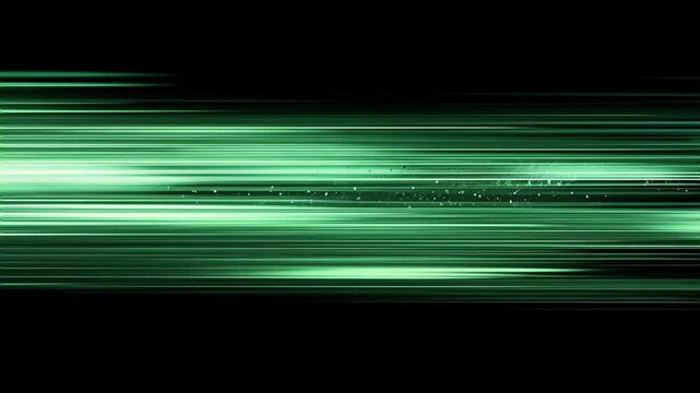 Abstract Green Light Trails in Fast Motion