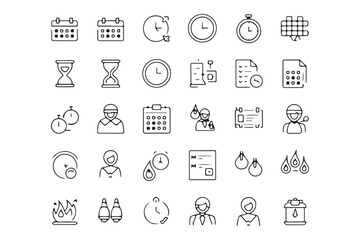 Minimalistic Time Management and Productivity Line Icons Set