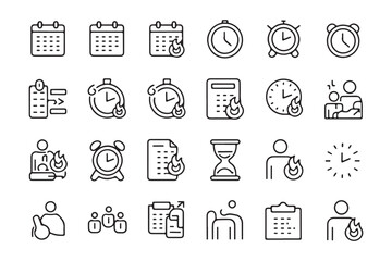 Minimalistic Time Management and Productivity Line Icons Set