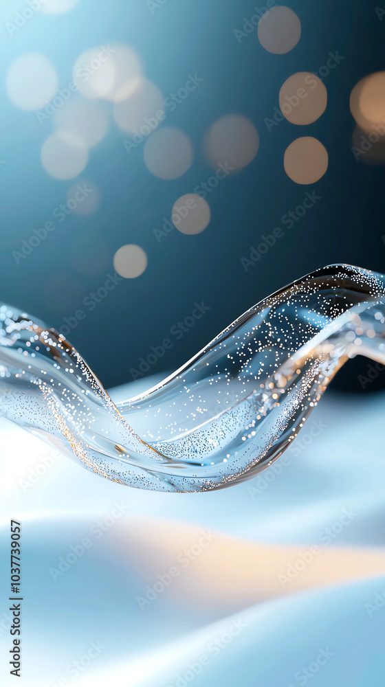 Poster an ethereal flow of bubbles capturing the essence of light and movement in a serene environment