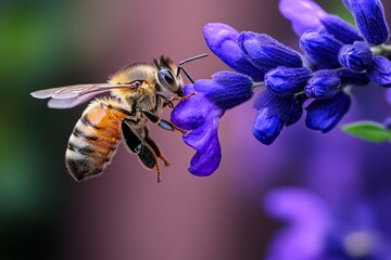 Barbarea growing in a rustic garden, surrounded by bees and butterflies attracted to its flowers