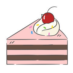 레트로 체리 조각 케이크