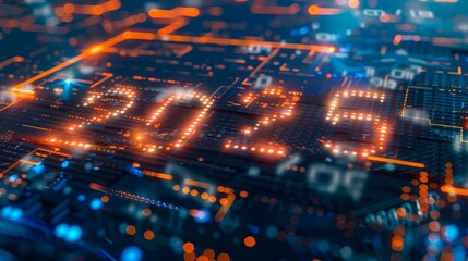 Fototapeta premium 2025, Digital Fusion, Fusion Design, 2025, Creative Word, Digital Creativity, Art Word, Visual Effects, Color, text, color, Education, color, Yellow, color, numbers, words, letters, Children, numbers,