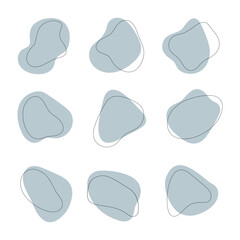 Abstract shapes in gray-blue tones. A collection of abstract spots in cool gray-blue tones.