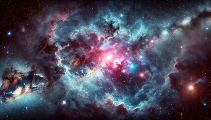 Fototapeta premium Here is the space background with stars, nebulas, and distant galaxies.