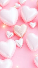 Fototapeta premium pastel pink hearts on a pink background