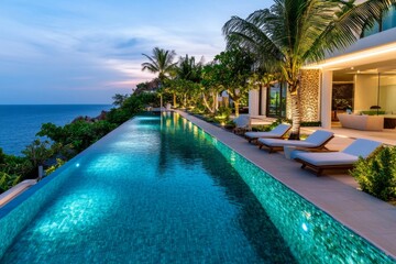Obraz premium Minimalist horizon, with the ocean meeting the sky in a perfectly straight line, emphasizing tranquility and open space